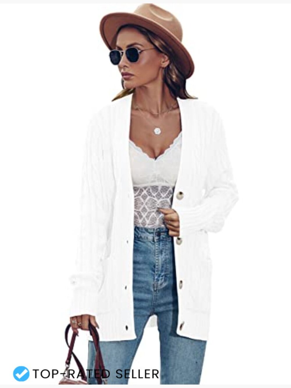 Cardigan Sweater Chunky Knit Button Up Open Front Long Sleeve Oversized Coat - Picture 2 of 7